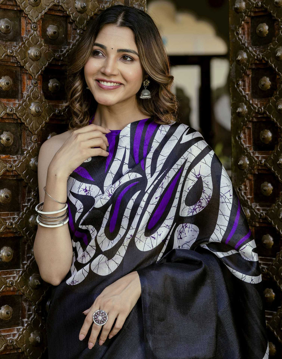 Purple Khadi Printed Saree