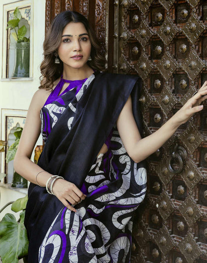 Purple Khadi Printed Saree