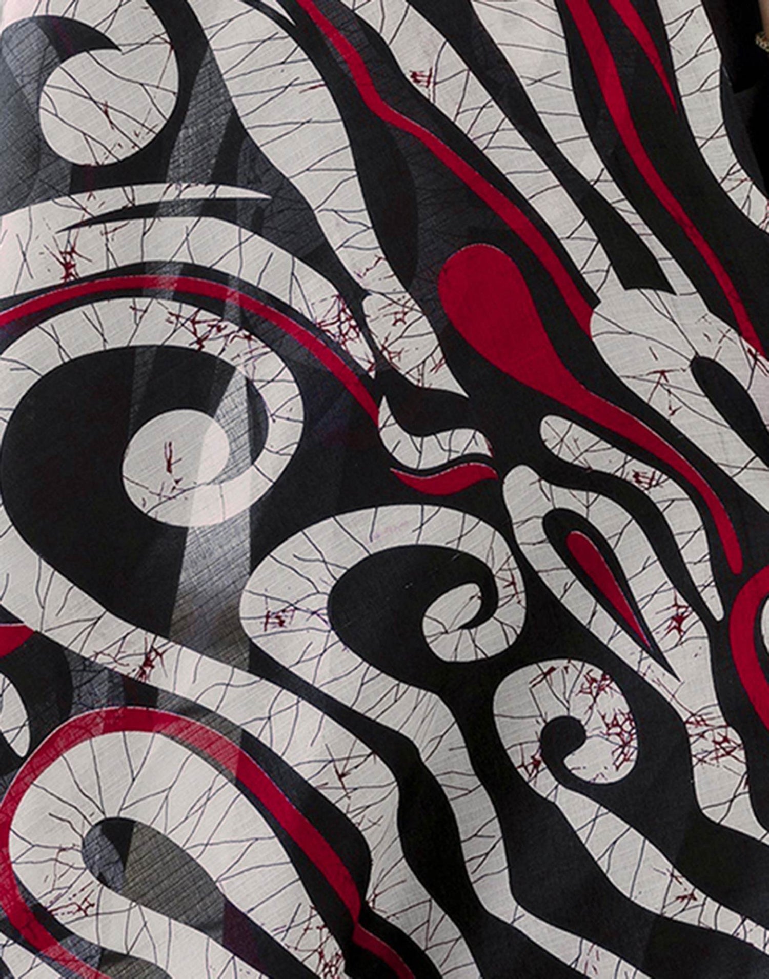 Red Khadi Printed Saree