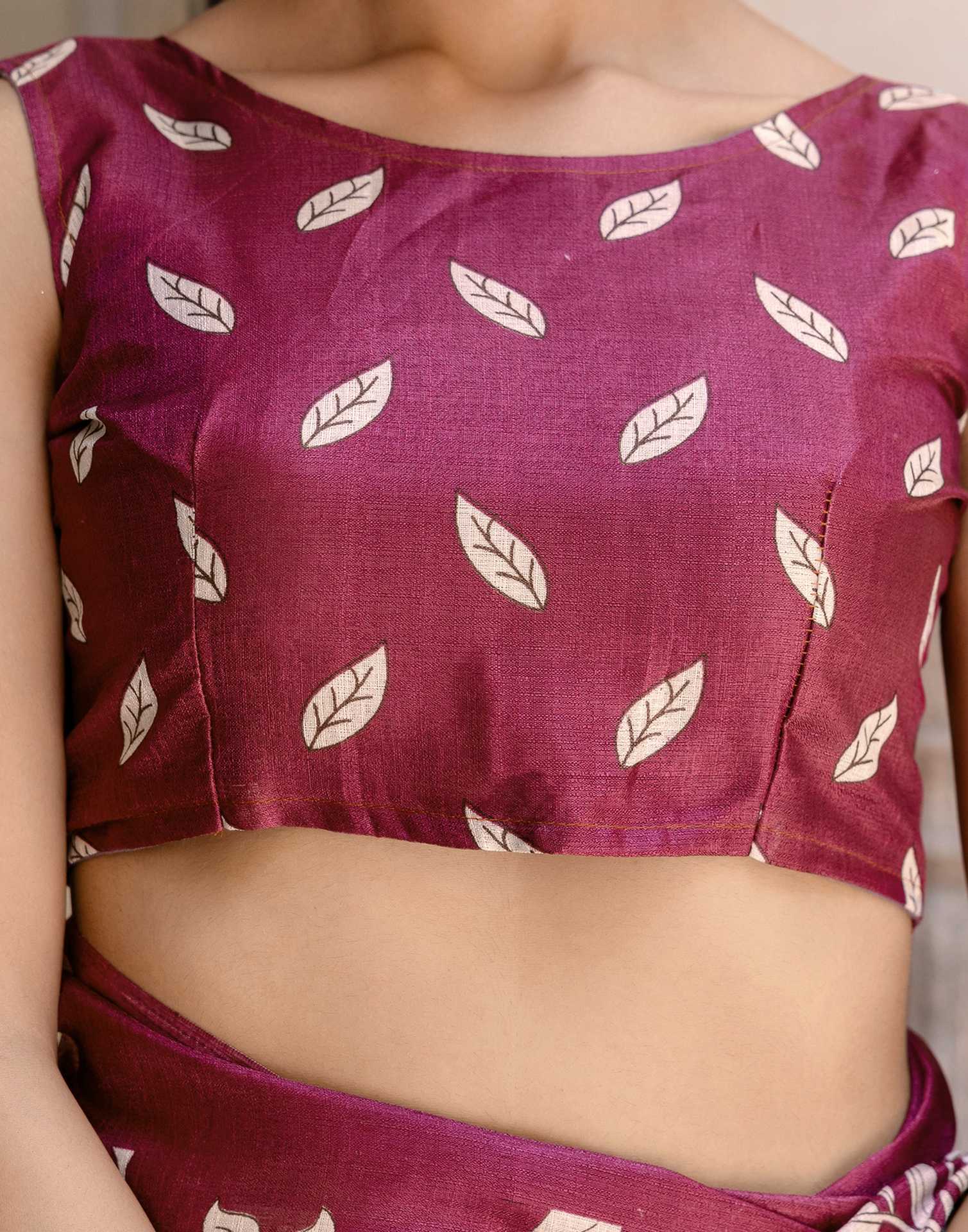 Wine Khadi Printed Saree
