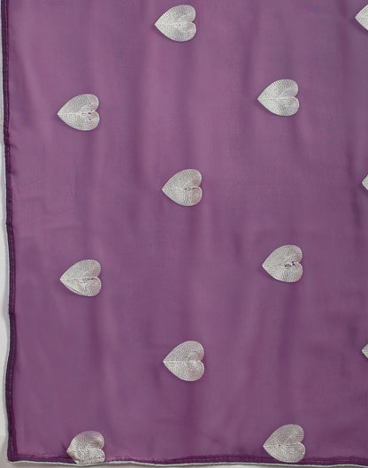 Dusty Purple Georgette Embroidery Saree