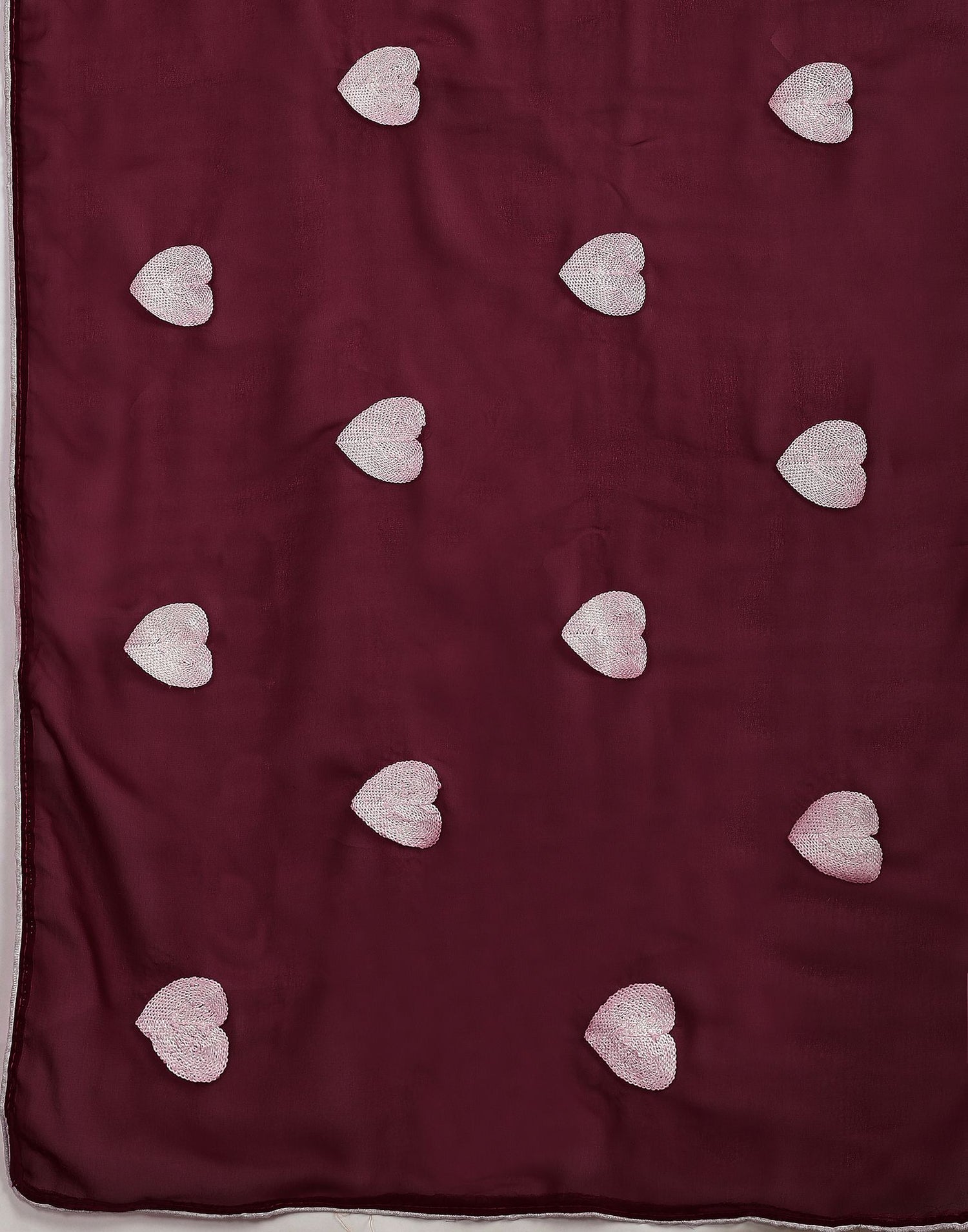 Wine Georgette Embroidery Saree