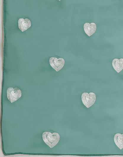 Mint Green Georgette Embroidery Saree