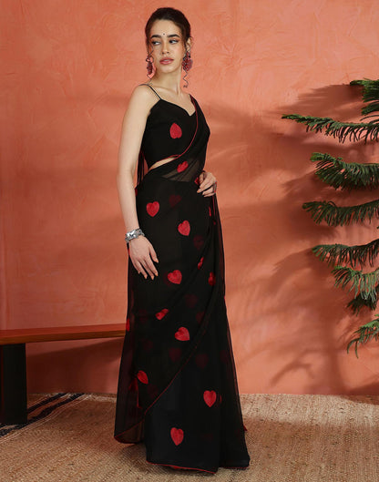 Black Georgette Embroidery Saree