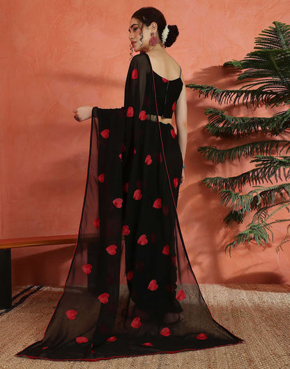 Black Georgette Embroidery Saree