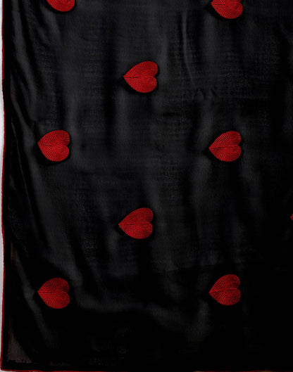 Black Georgette Embroidery Saree
