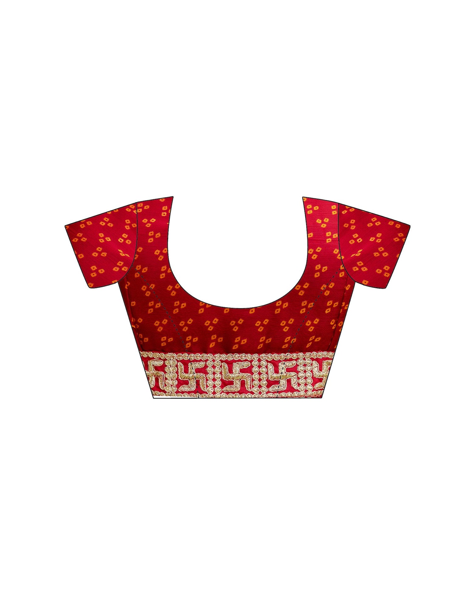 Red Chiffon Printed Bandhani Saree