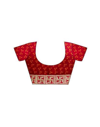 Red Chiffon Printed Bandhani Saree
