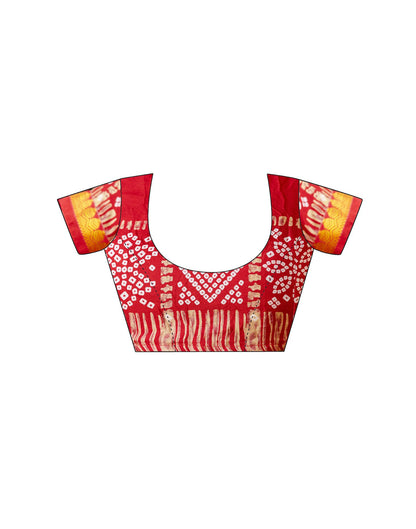 Red Silk Printed Bandhani Saree