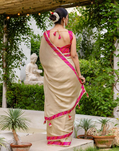 Beige Shimmer Lace Saree