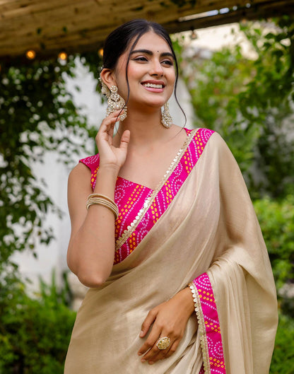 Beige Shimmer Lace Saree