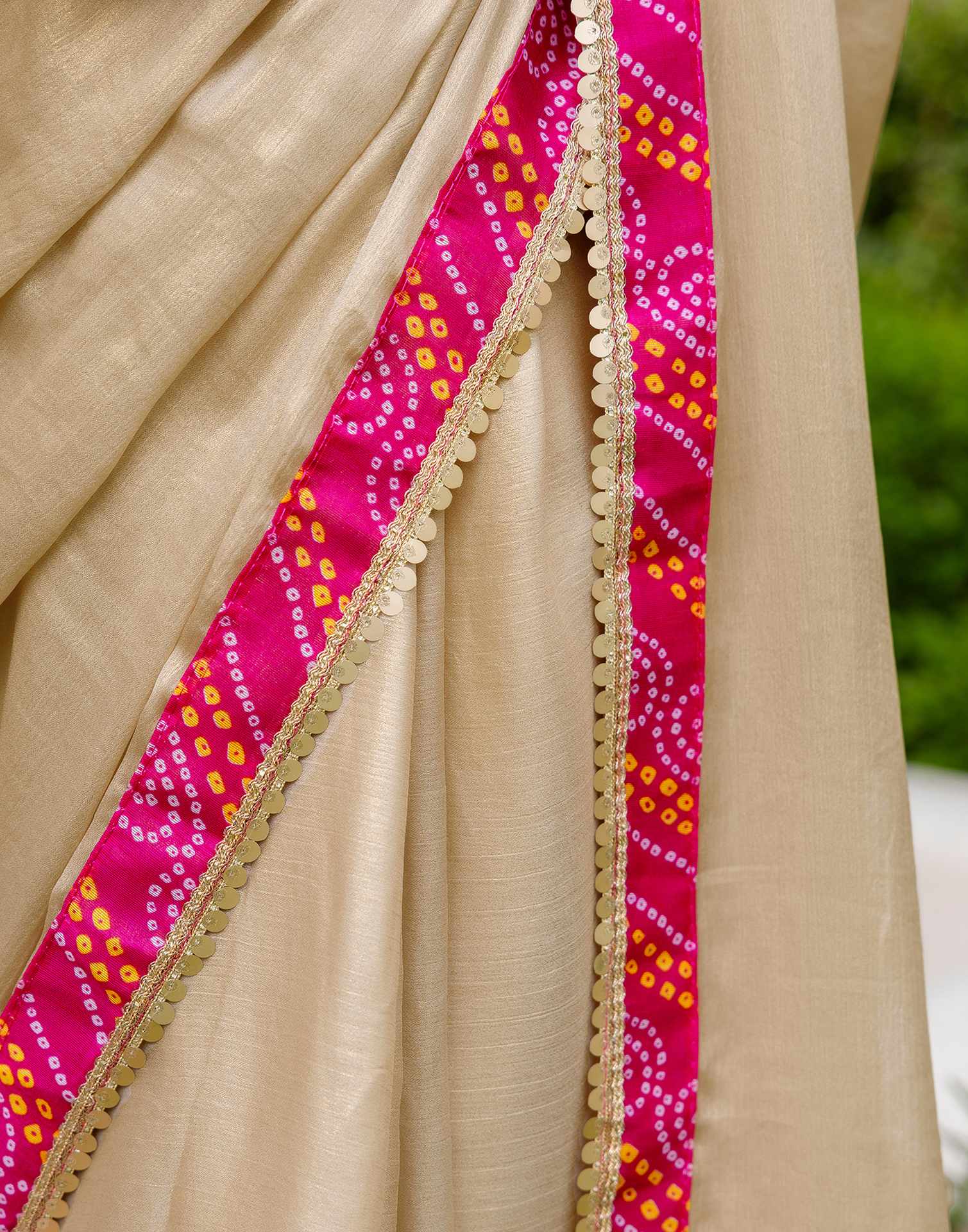 Beige Shimmer Lace Saree