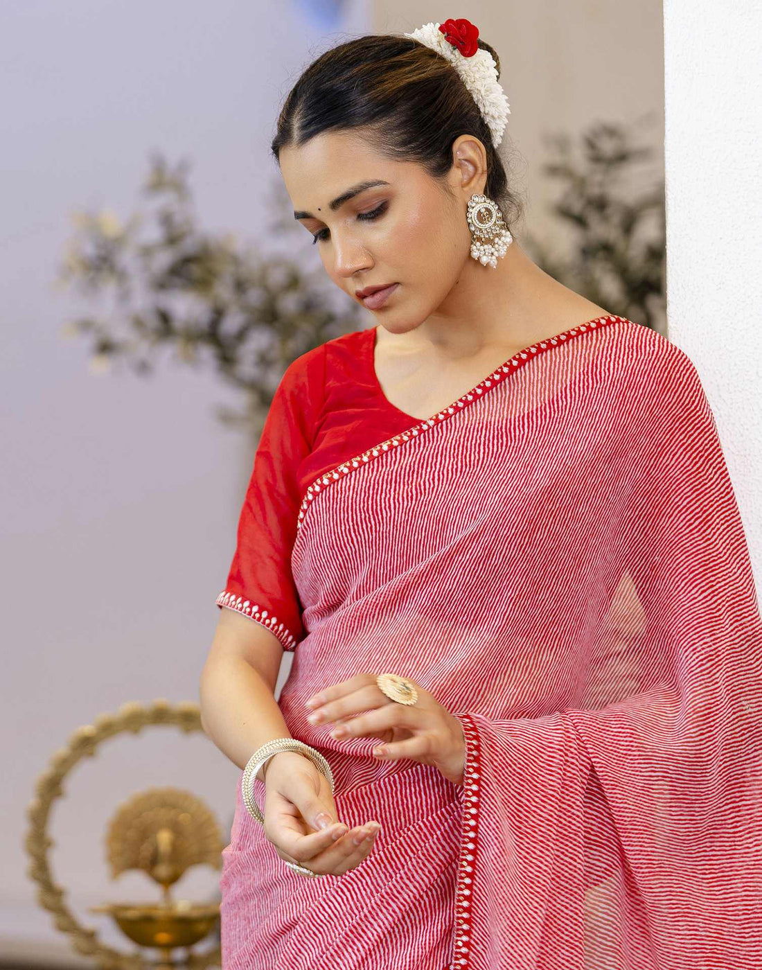 Red Georgette Printed Saree
