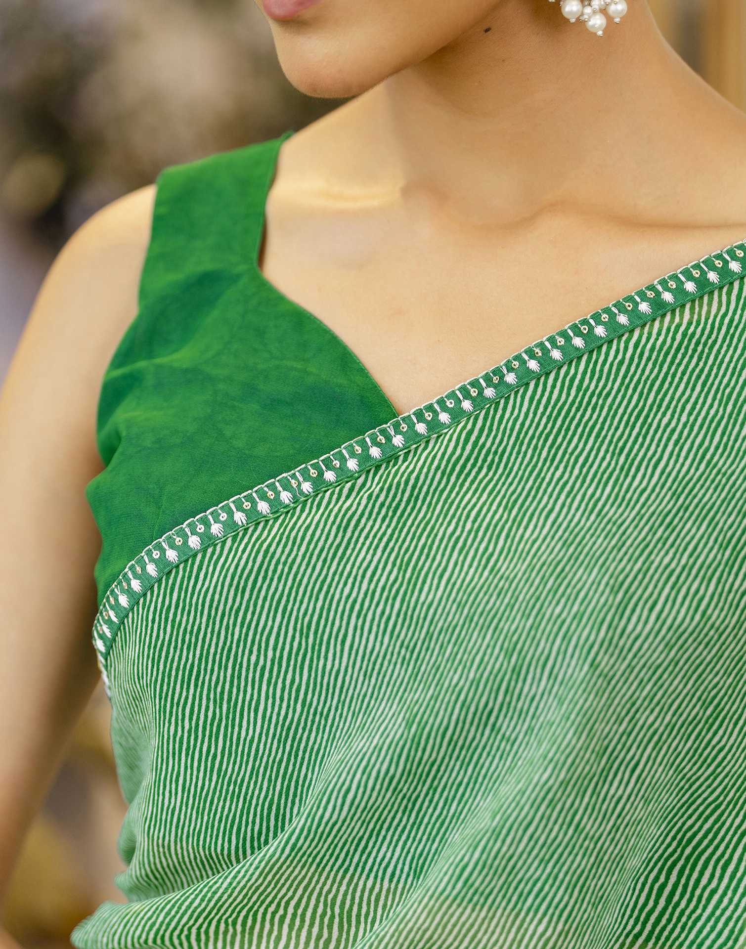 Green Georgette Printed Saree