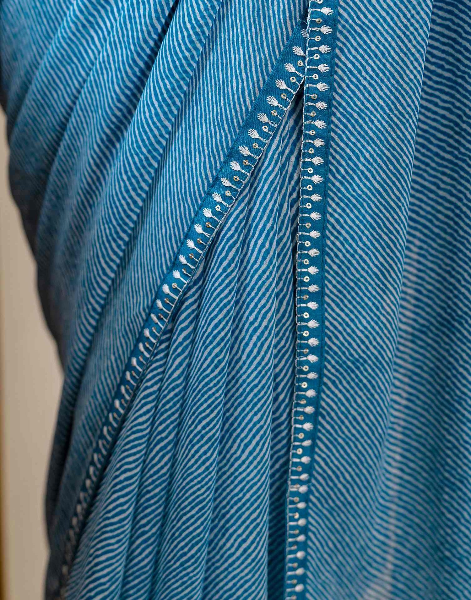 Teal Blue Georgette Printed Saree