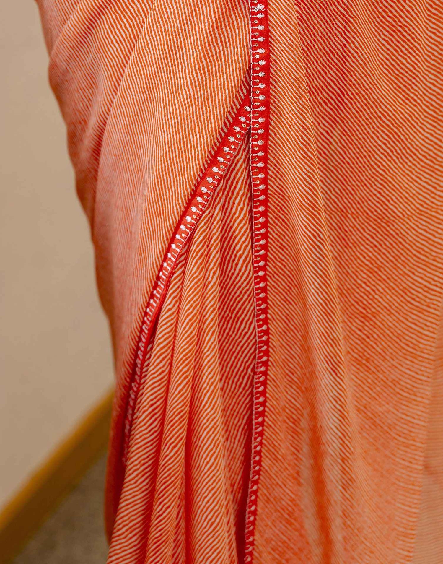 Orange Georgette Printed Saree