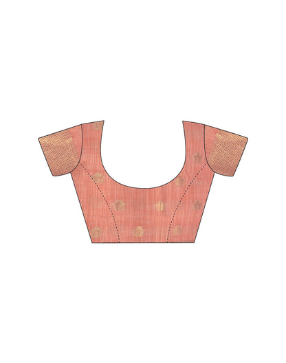 Peach Linen Woven Saree