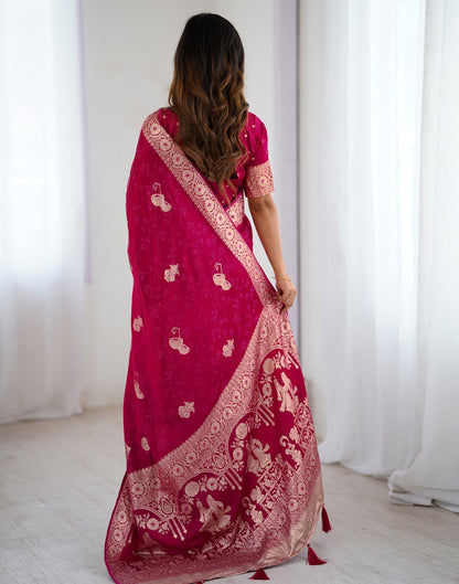 Rani Pink Silk Woven Banarasi Saree