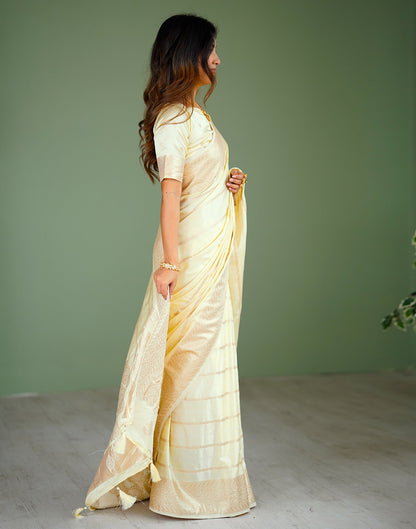 Cream Silk Woven Kanjivaram Saree