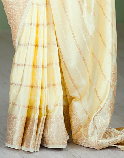 Cream Silk Woven Kanjivaram Saree