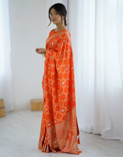 Orange Silk Woven Banarasi Saree