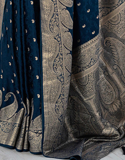 Peacock Blue Silk Woven Banarasi Saree