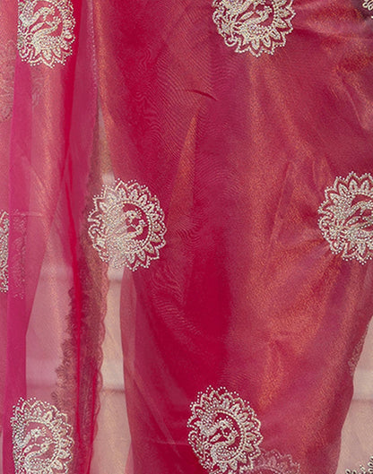 Rani Pink Shimmer Embroidery Saree