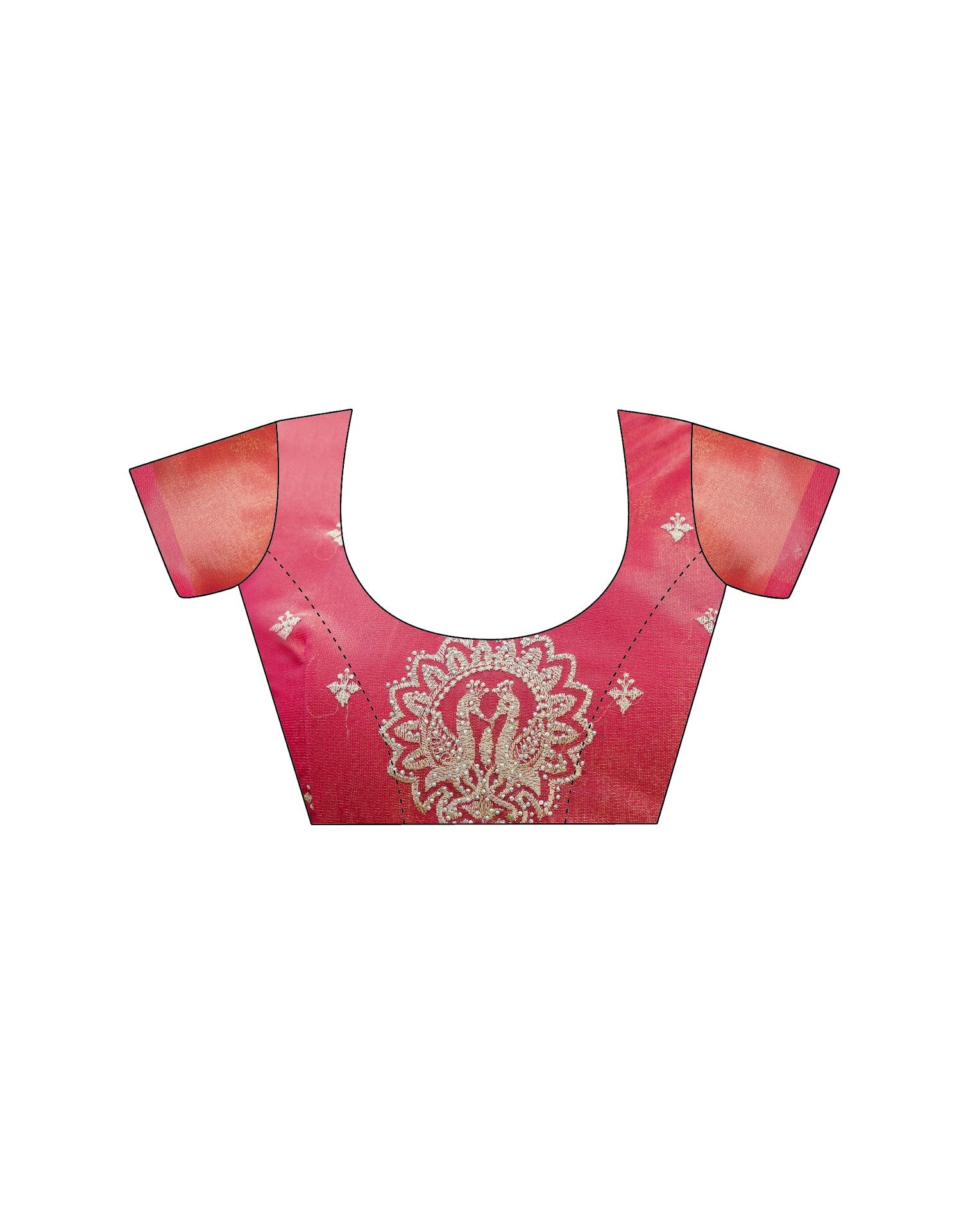 Rani Pink Shimmer Embroidery Saree