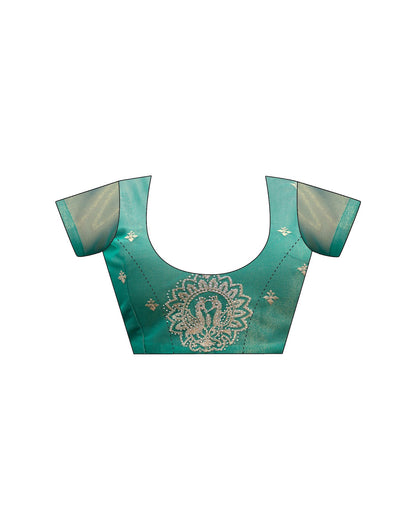 Teal Blue Shimmer Embroidery Saree