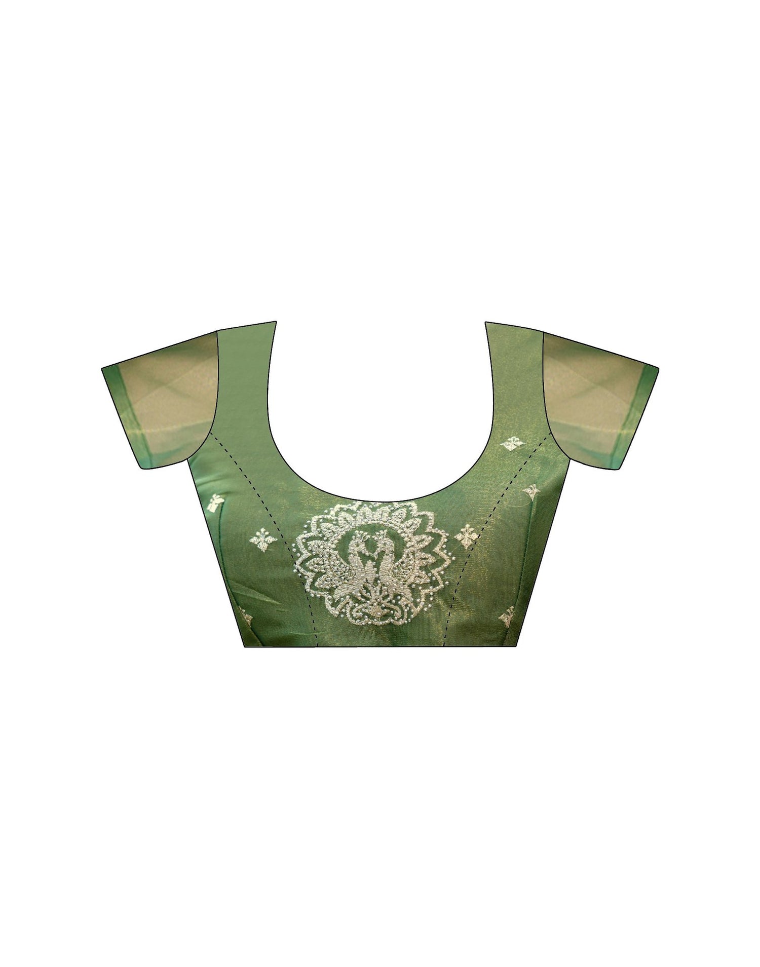 Mehandi Green Shimmer Embroidery Saree