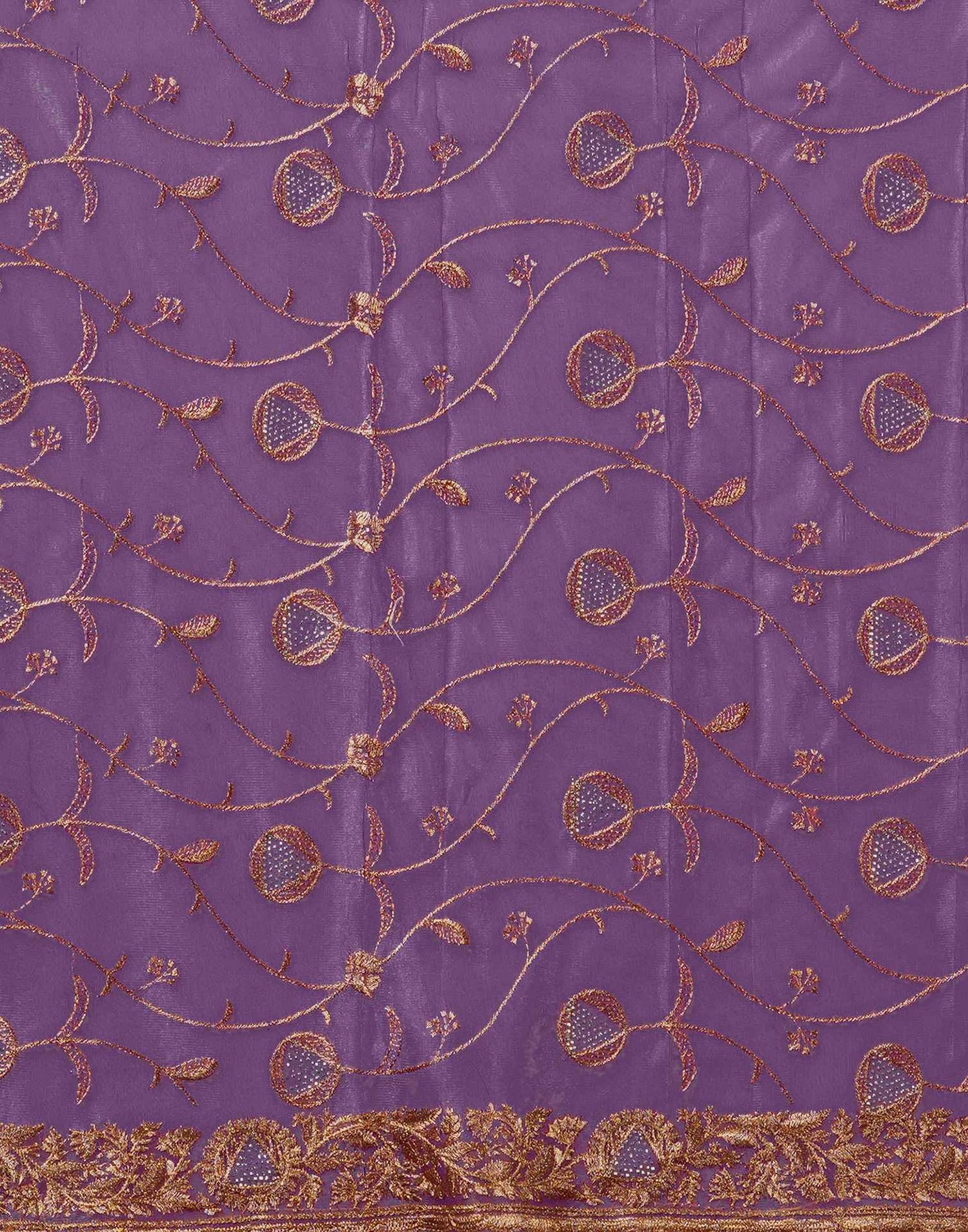 Purple Shimmer Embroidery Saree