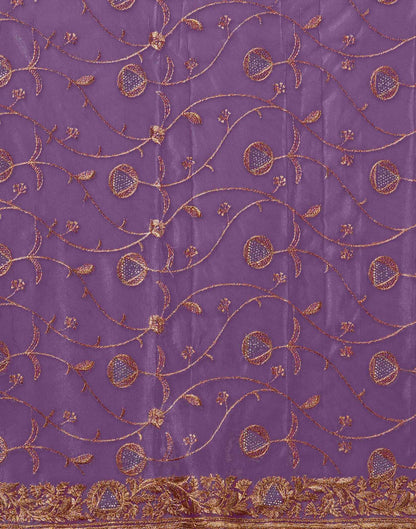 Purple Shimmer Embroidery Saree