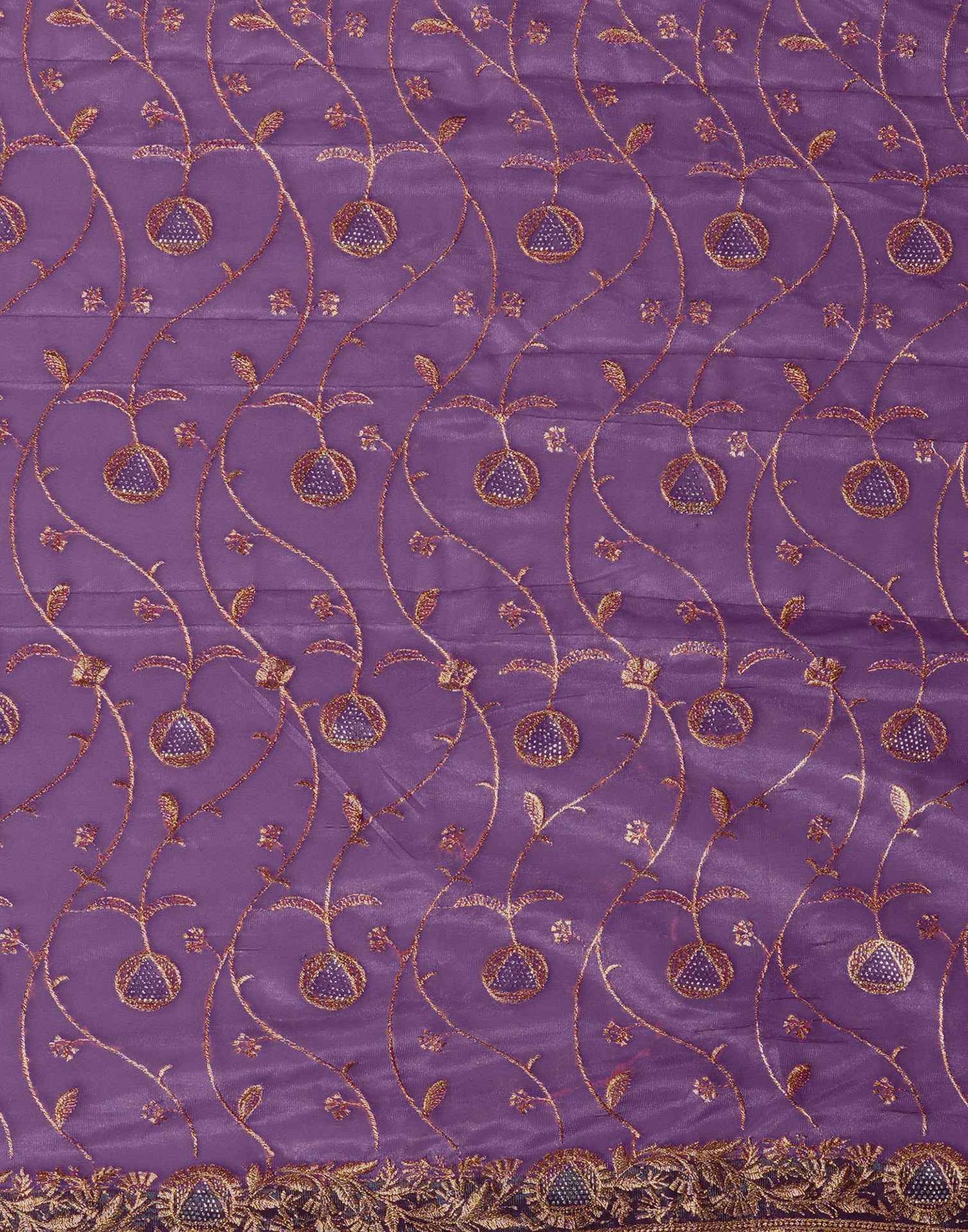 Purple Shimmer Embroidery Saree