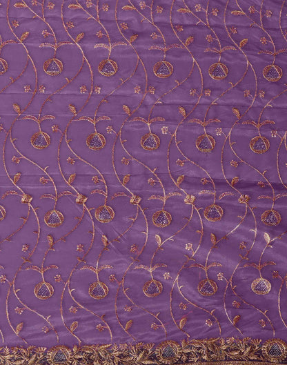Purple Shimmer Embroidery Saree