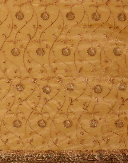 Mustard Yellow Shimmer Embroidery Saree