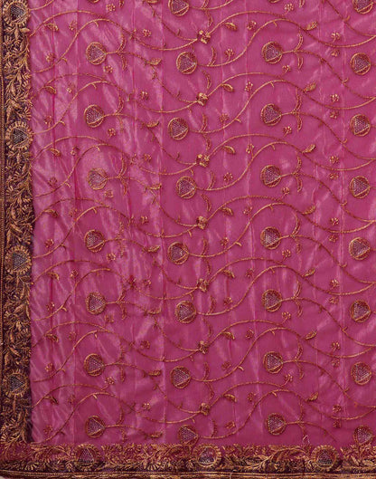 Magenta Shimmer Embroidery Saree