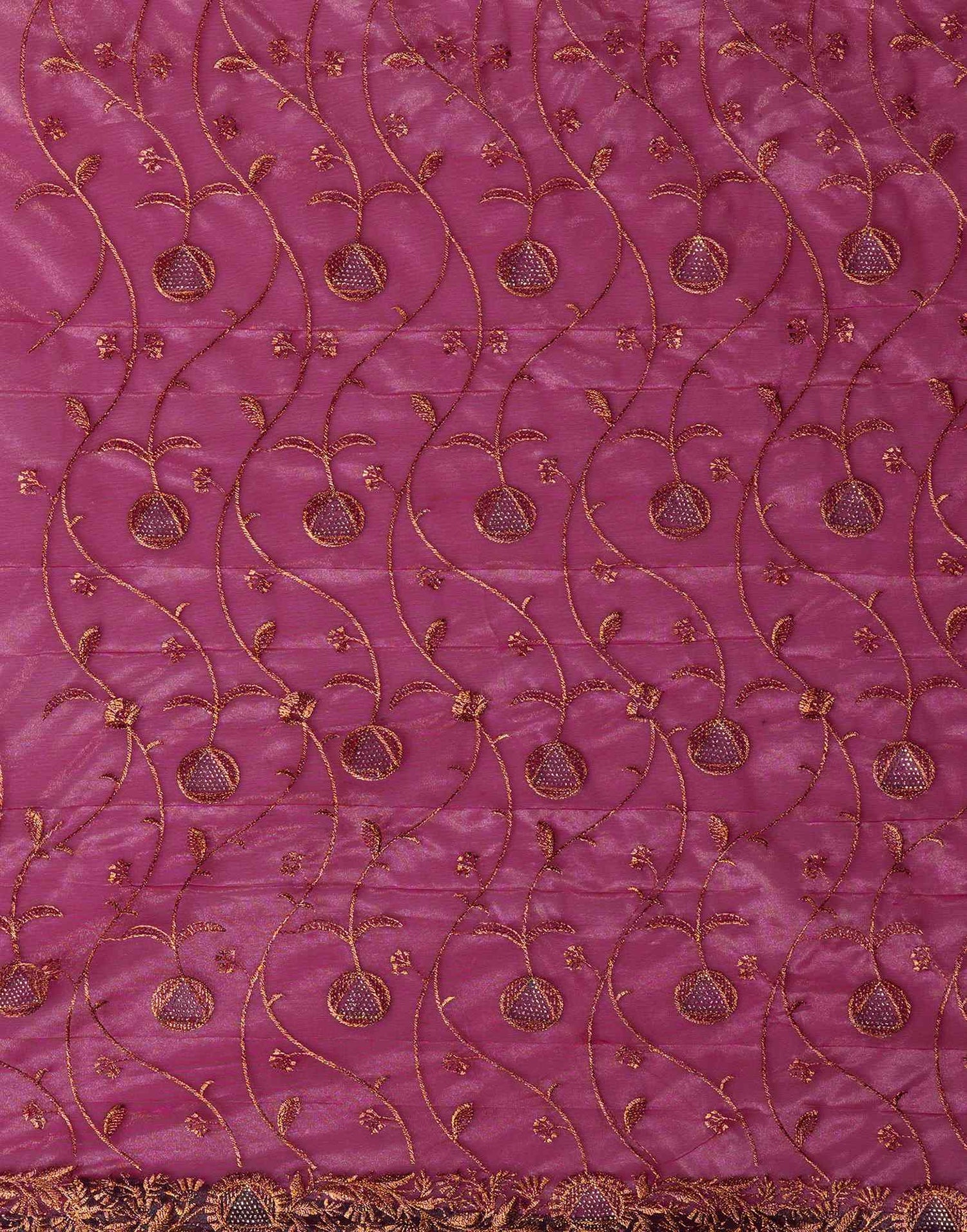 Magenta Shimmer Embroidery Saree