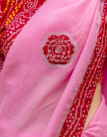 Pink Shimmer Lace Swarovski Saree