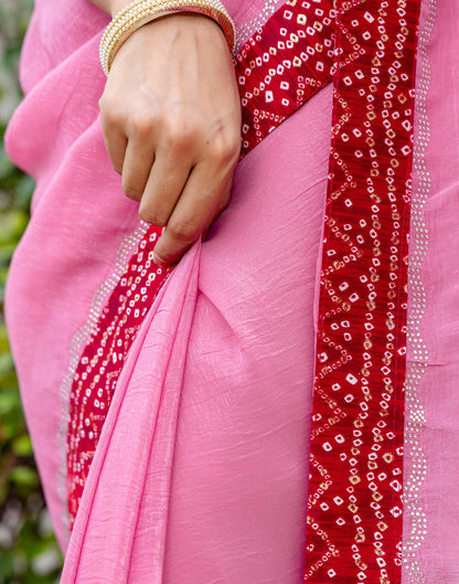 Pink Shimmer Lace Swarovski Saree