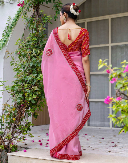 Pink Shimmer Lace Swarovski Saree