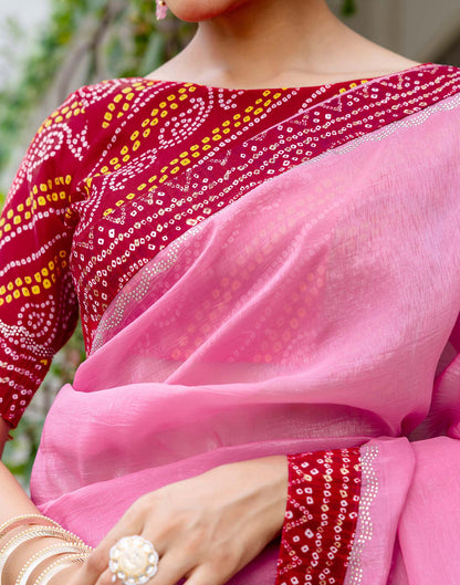 Pink Shimmer Lace Swarovski Saree