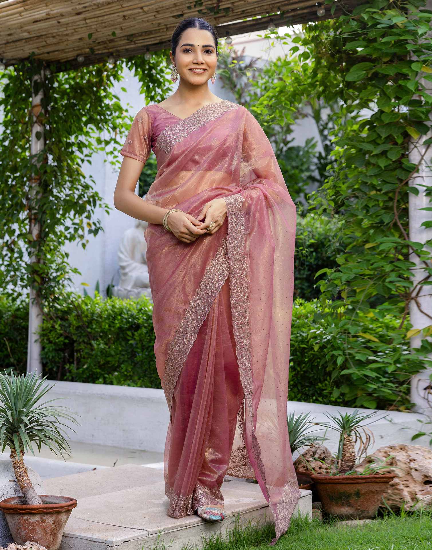 Magenta Shimmer Swarovski Saree