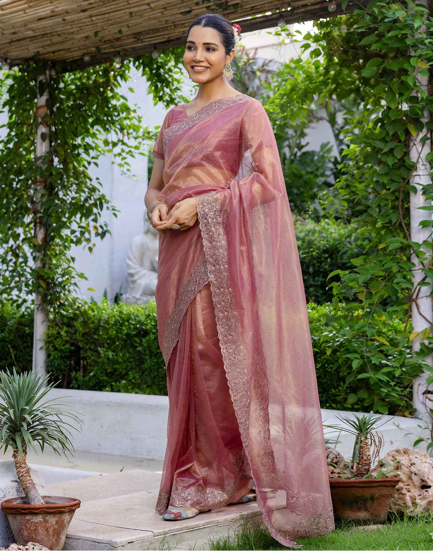 Magenta Shimmer Swarovski Saree