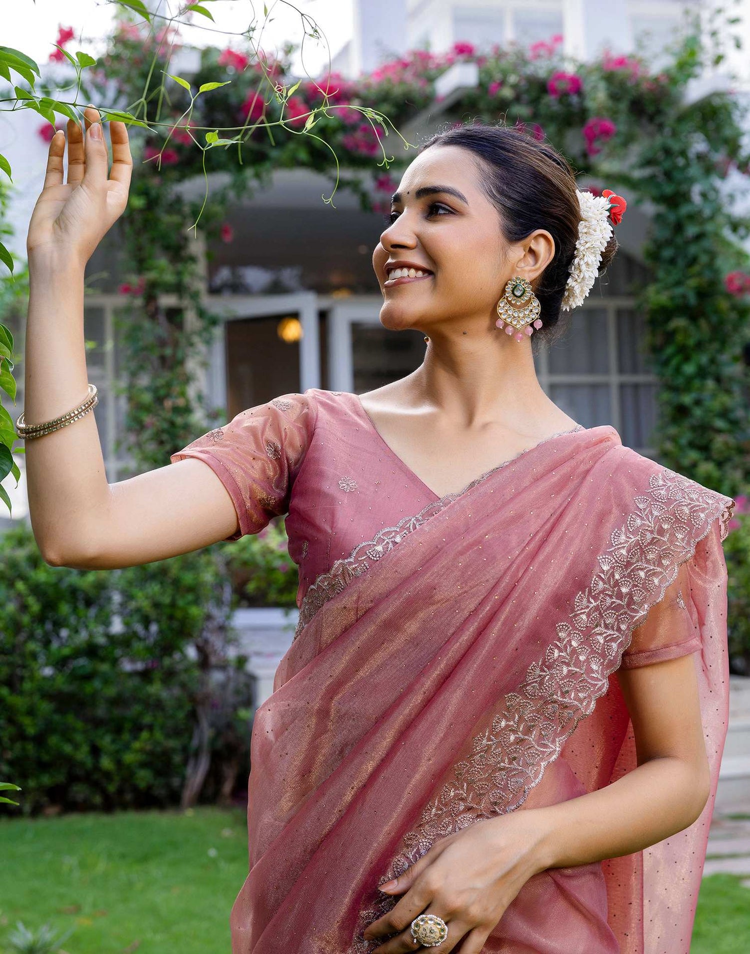 Magenta Shimmer Swarovski Saree
