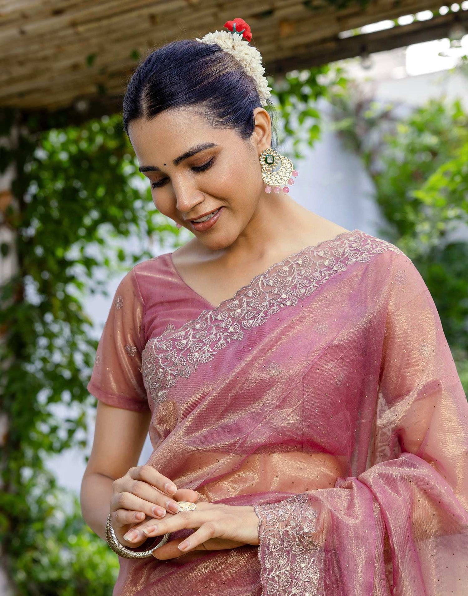 Magenta Shimmer Swarovski Saree