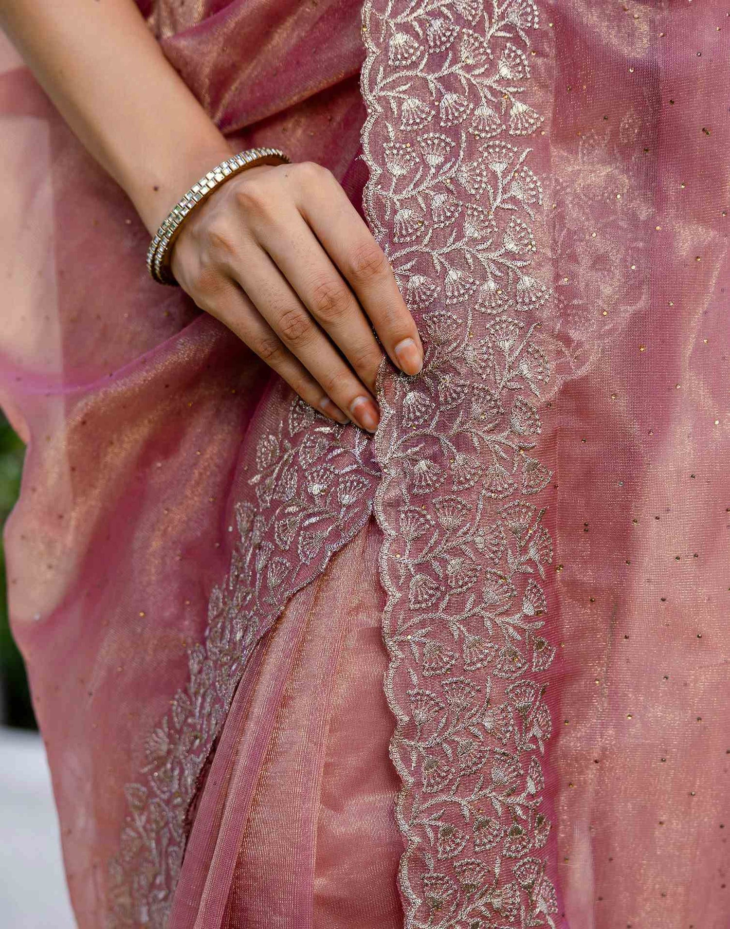 Magenta Shimmer Swarovski Saree