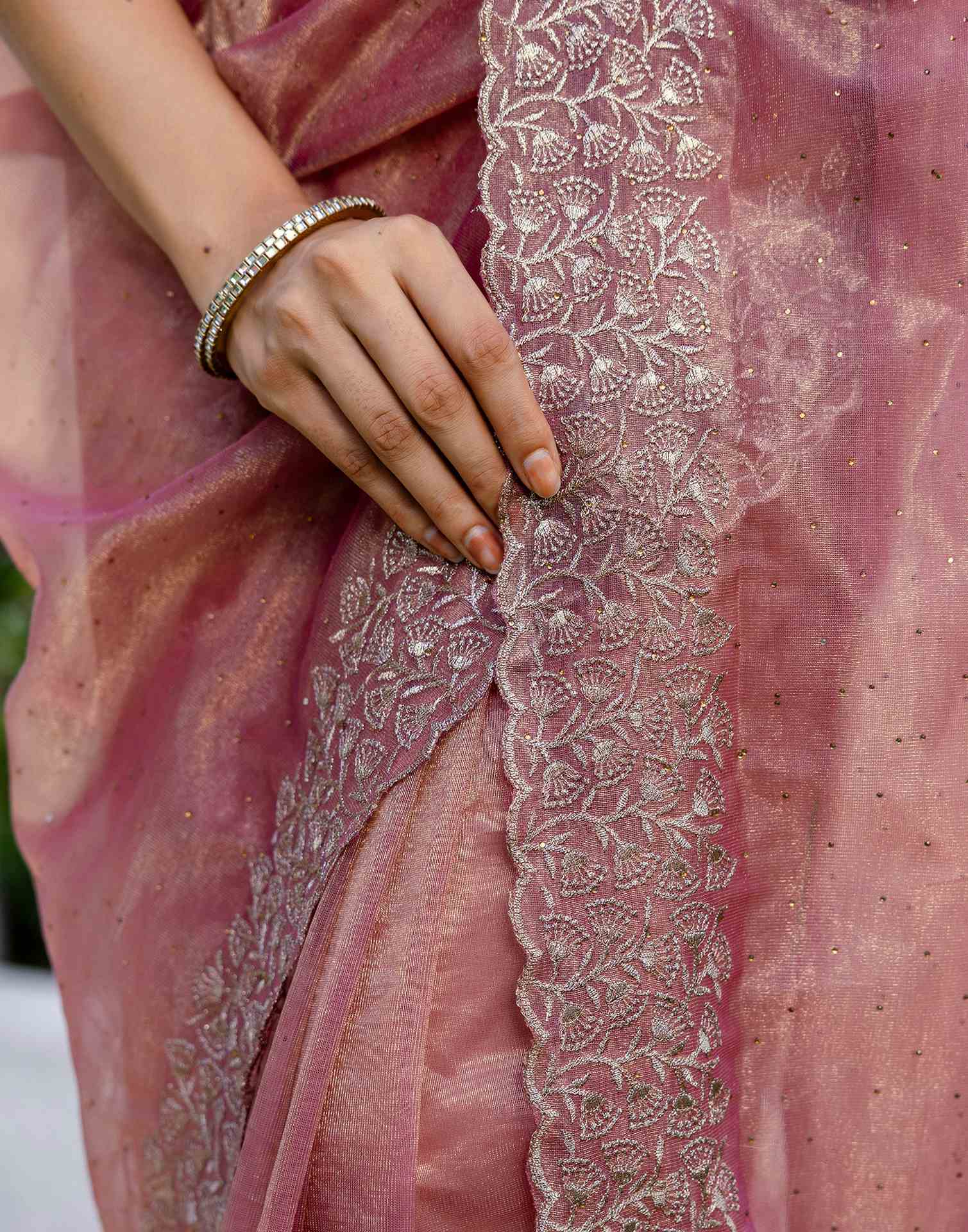 Magenta Shimmer Swarovski Saree