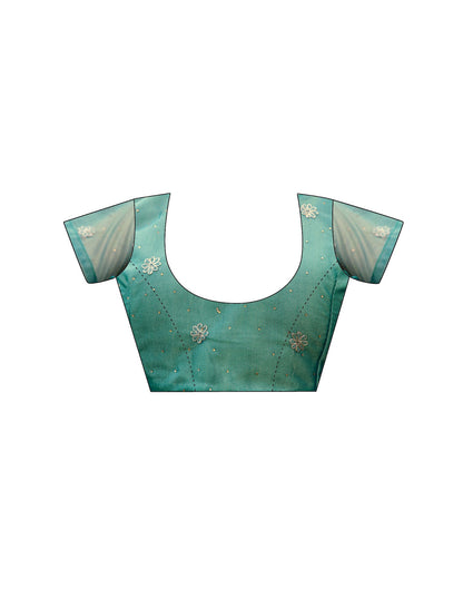 Teal Blue Shimmer Swarovski Saree