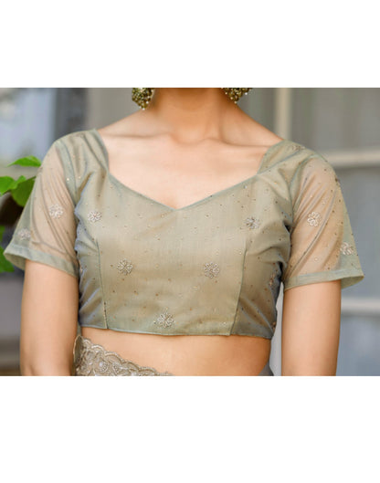 Grey Shimmer Swarovski Saree