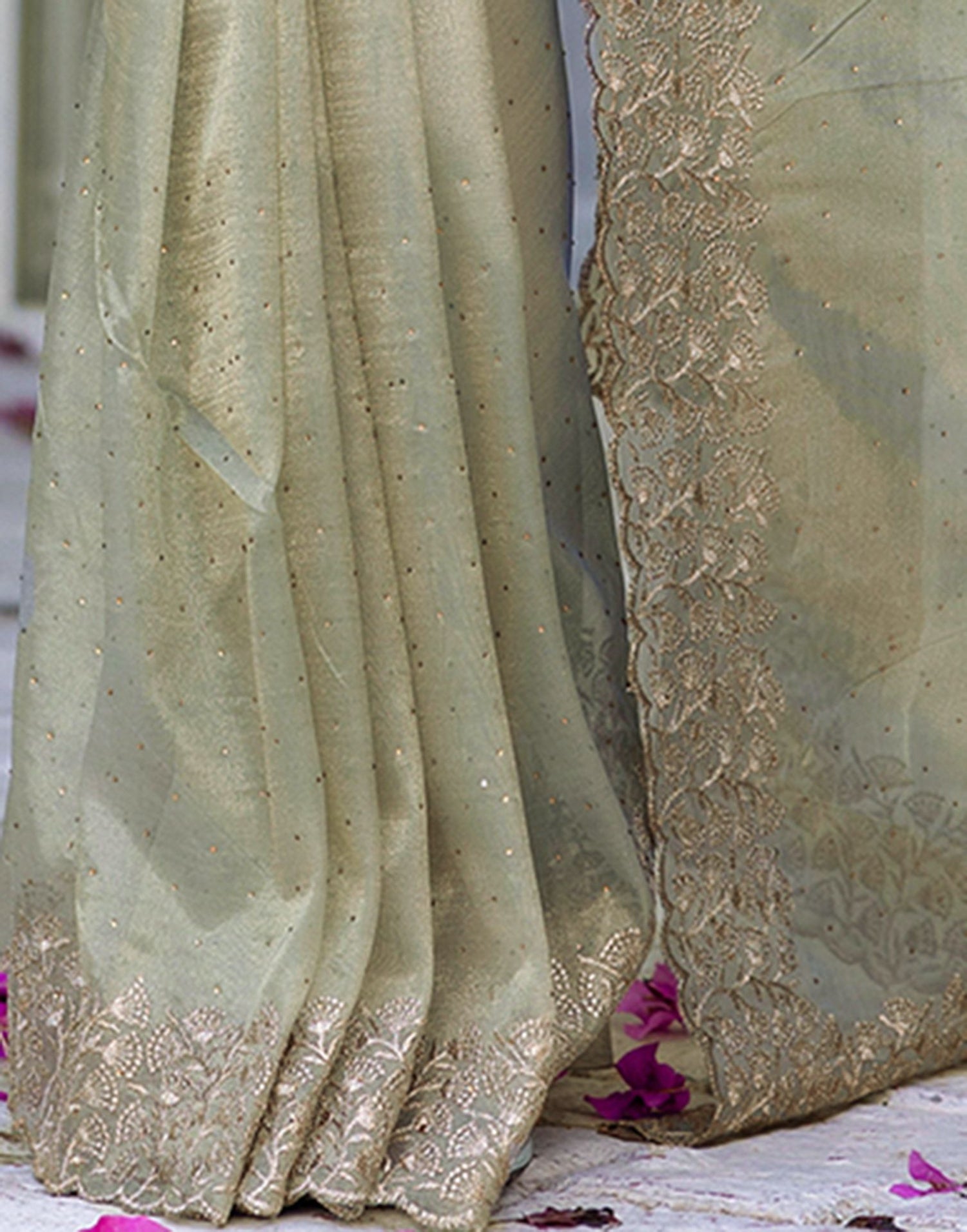 Grey Shimmer Swarovski Saree